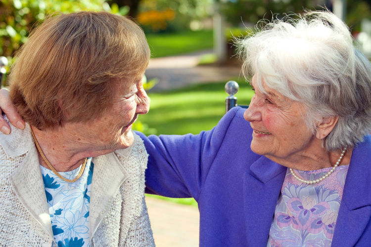 Clermont Park Senior Living Community in Denver, CO - skilled nursing facility residents talking