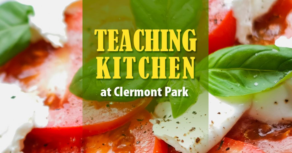 Clermont Park Senior Living Community in Denver, CO - clermont park teaching kitchen graphic