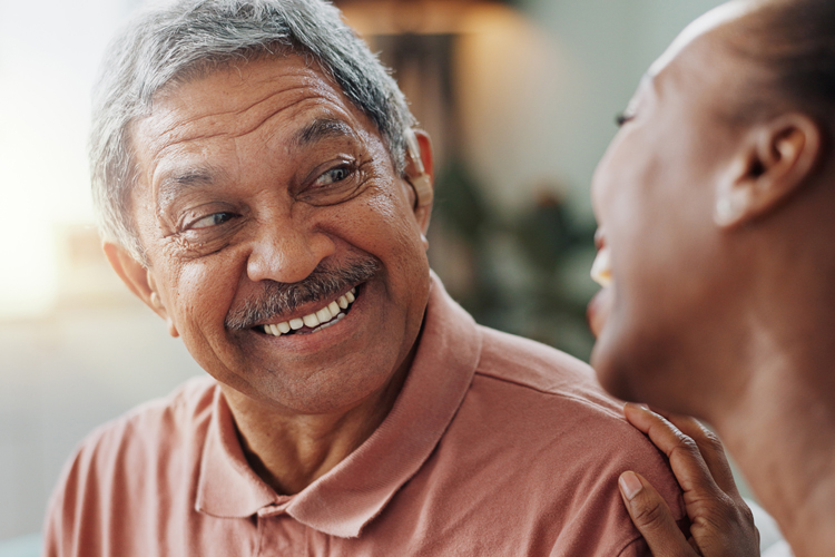 clermont park senior man with caregiver Clermont Park Senior Living Community in Denver, CO - clermont park senior man with caregiver