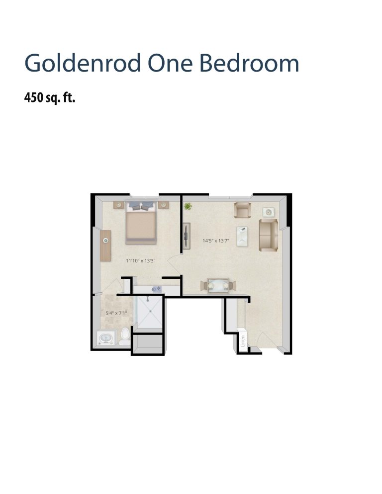Goldenrod One Bedroom Floor Plan